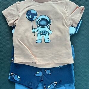 4 pieces baby boy overall short set
